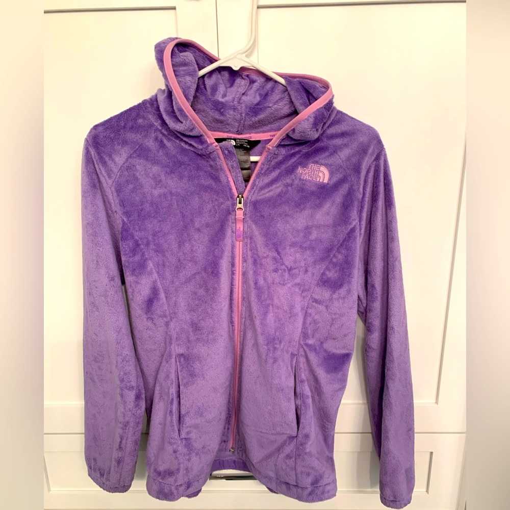 The North Face big girls zip up Osito purple fleece Jacket size 14/16; VGUC!